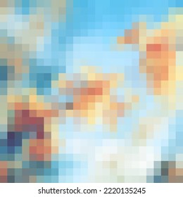 Abstract color pixel background frame with empty space for text.