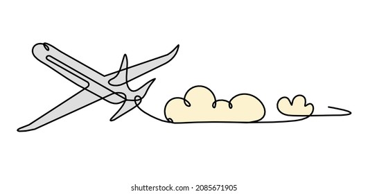 Abstrakte Farbebene mit Wolken als Linienzeichnung auf weißem Hintergrund. Vektorgrafik