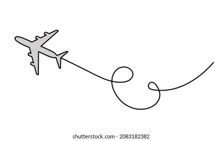 Abstract color plane as line drawing on white as background. Vector