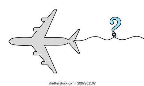 Abstract color plane as line drawing on white as background. Vector