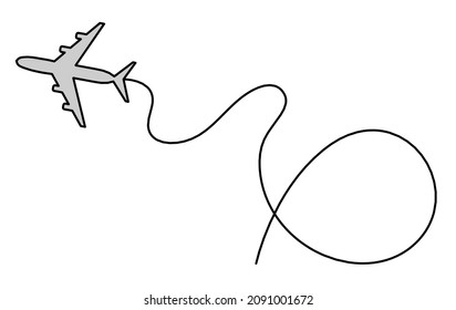 Abstract color plane as line drawing on white as background. Vector