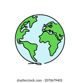 Abstract color planet Earth as line drawing on white as background. Vector