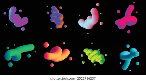 Definição De Formas De Gradiente De Arco-Íris De Cor Abstrata. Moderna figura 3d. Ilustração vetorial.
