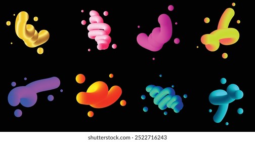 Definição De Formas De Gradiente De Arco-Íris De Cor Abstrata. Moderna figura 3d. Ilustração vetorial.