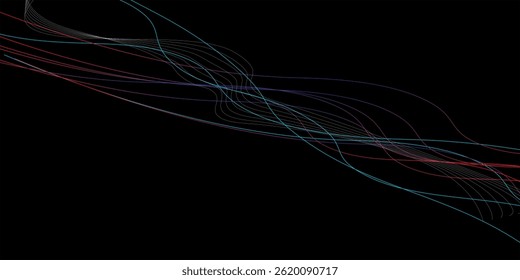 Abstrakte Farbe Regenbogen Farbverlauf Formen gesetzt. Vektorgrafik mit wellenförmigen Linien in hellen Farben. Farbiges Wellenmuster. Gestaltungselemente.