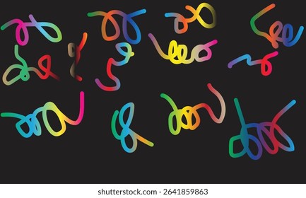 Abstract Color Rainbow Gradient Shapes Set.Color Gradient Lines Pattern.