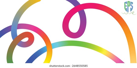 Definição De Formas De Gradiente De Arco-Íris De Cor Abstrata. Gráfico vetorial com linhas onduladas em cores brilhantes. Padrão De Onda Fluida Colorida.