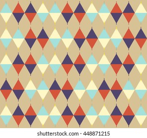 Abstract color rhombus with line design on brown background pattern seamless backdrop wallpaper. Vector image