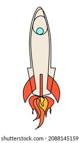 Abstract color rocket as continuous line drawing on white background. Vector