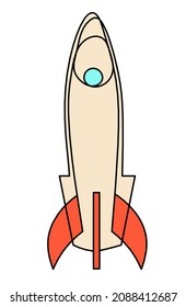 Abstract color rocket as continuous line drawing on white background. Vector