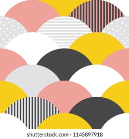 Abstract color scales pattern vector background. Seamless retro design with colorful tiles in linear and dot pattern Abstract color scales pattern vector background. Seamless retro design with colorful tiles in linear and dot pattern