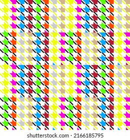Abstract color seamless pattern. Houndstooth pattern seamless colorful vector graphic. Dog tooth tartan check plaid for scarf, coat, jacket, bag, blanket