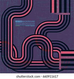 Abstract color shapes and lines on grunge background, vector illustrations.