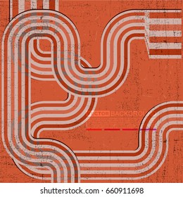 Abstract color shapes and lines on grunge background, vector illustrations.