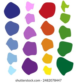 Abstract color shapes. Multicolored vector set. Irregular geometric design. Modern graphic elements.