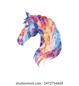 abstract color shilhouette of horse head vector illustration in watercolor style