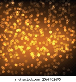Abstract color shining bokeh isolated on transparent background. Lights and sparks glitter glowing effect. Lens flare Christmas or New Year holiday card.