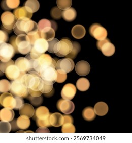 Abstract color shining bokeh isolated on transparent background. Lights and sparks glitter glowing effect. Lens flare Christmas or New Year holiday card.