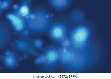 Abstract color shining bokeh isolated on transparent background. Lights and sparks glitter glowing effect. Lens flare Christmas or New Year holiday card.