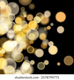 Abstract color shining bokeh isolated on transparent background. Lights and sparks glitter glowing effect. Lens flare Christmas or New Year holiday card.