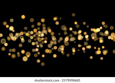 Abstract color shining bokeh isolated on transparent background. Lights and sparks glitter glowing effect. Lens flare Christmas or New Year holiday card.