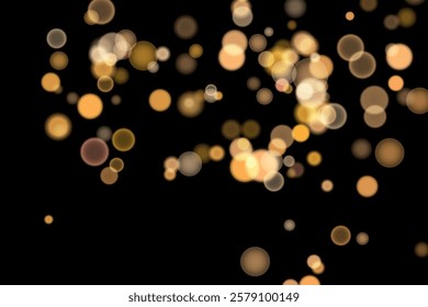 Abstract color shining bokeh isolated on transparent background. Lights and sparks glitter glowing effect. Lens flare Christmas or New Year holiday card.