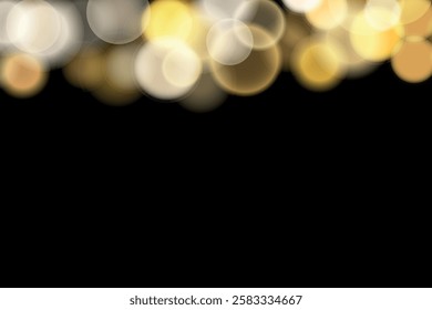 Abstract color shining bokeh isolated on transparent background. Lights and sparks glitter glowing effect. Lens flare Christmas or New Year holiday card.