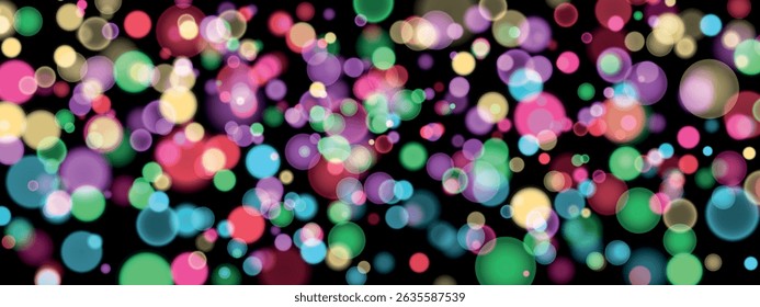 Cor abstrata brilho bokeh isolado no fundo transparente. Luzes e faíscas efeito brilhante brilhante. Lente flare Natal ou cartão de feriado de Ano Novo.