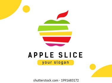 Abstract color slice apple. Logo concept for healthy lifestyle or agricultural company. Vector symbol of an apple on white background.