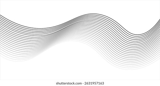Abstract color smooth stripe dynamic wave line on a white stylized line art background. Design element technology suit for banner, poster, cover, brochure, flyer, website. vector illustration	