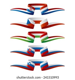 Abstract color South-East Europe flags ribbon