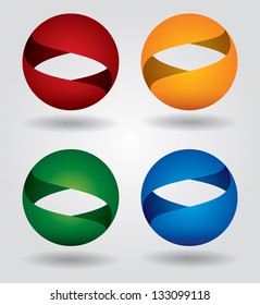 Abstract color sphere icon set with shadow