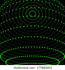 Abstract color sphere made of points. Visualization connecting dots with glowing effect. 3d