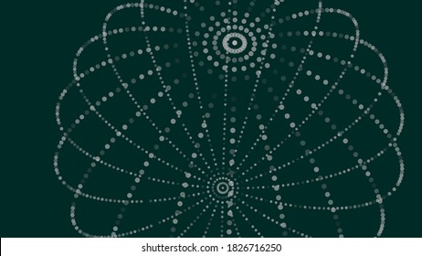 Abstract color sphere made of points. Visualization connecting dots with glowing effect. 3d
