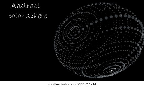 Abstract color sphere made of points. Visualization connecting dots with glowing effect. 3d