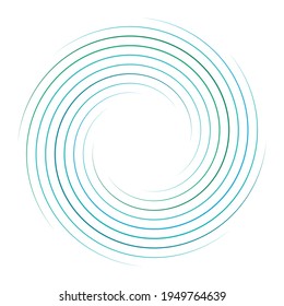 Abstract color spiral with lines. Radial swirl, twirl curvy, wavy lines element, logo or icon. Circular, concentric loop pattern for any project.