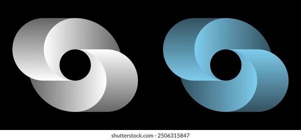 Abstract color spiral over black background. Swirl pattern logo or icon.