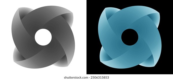 Espirales de color Abstractas sobre fondos blancos y negros. Logotipo o icono de patrón de remolino.