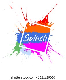 Abstract Color Splash Art Paint on White Background 