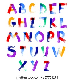 Abstract Color Splash Font And Alphabet On White Background Vector Illustration