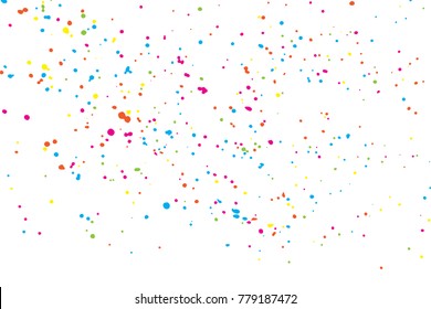 Abstract color splash illustration. Colorful confetti on white background. Calligraphy ink drop on paper random pattern background in color. 