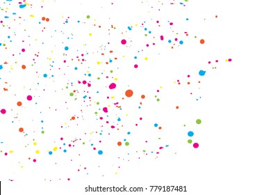 Abstract color splash illustration. Colorful confetti on white background. Calligraphy ink drop on paper random pattern background in color. 