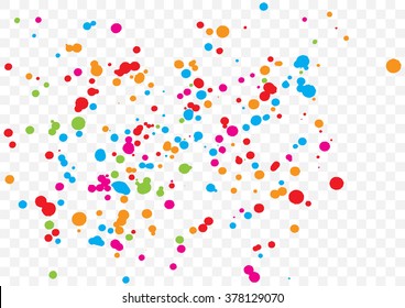 Abstract color splash illustration on transparent background. Calligraphy ink drop on paper random pattern background in color. Colorful confetti on transparent background. 