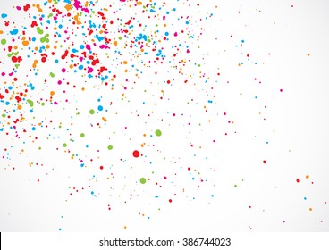 Abstract color splash illustration on white background. Calligraphy ink drop on paper random pattern background in color. Colorful confetti on white background. 