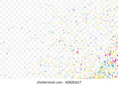 Abstract color splash illustration on transparent background. Calligraphy ink drop on paper random pattern background in color. Colorful confetti on transparent background. 