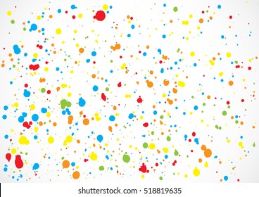 Abstract color splash illustration on white background. Ink drop on wite background. Colorful confetti imitation on white background. 