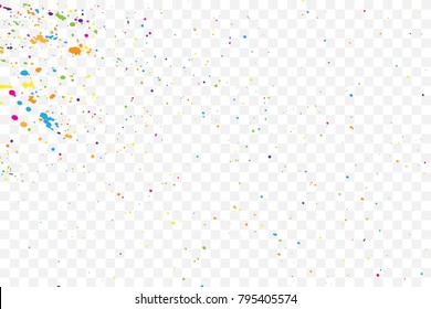 Abstract color splash illustration on transparent background. Calligraphy ink drop on paper random pattern background in color. Colorful confetti on transparent background. 