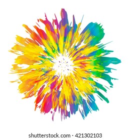 Abstract color splash and isolated flower illustration.