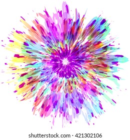 Abstract color splash and isolated flower illustration.