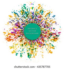 Abstract color splash isolated flower illustration with label tag or sticker design.